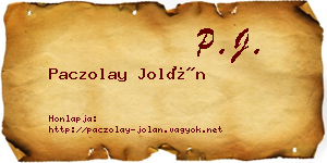 Paczolay Jolán névjegykártya